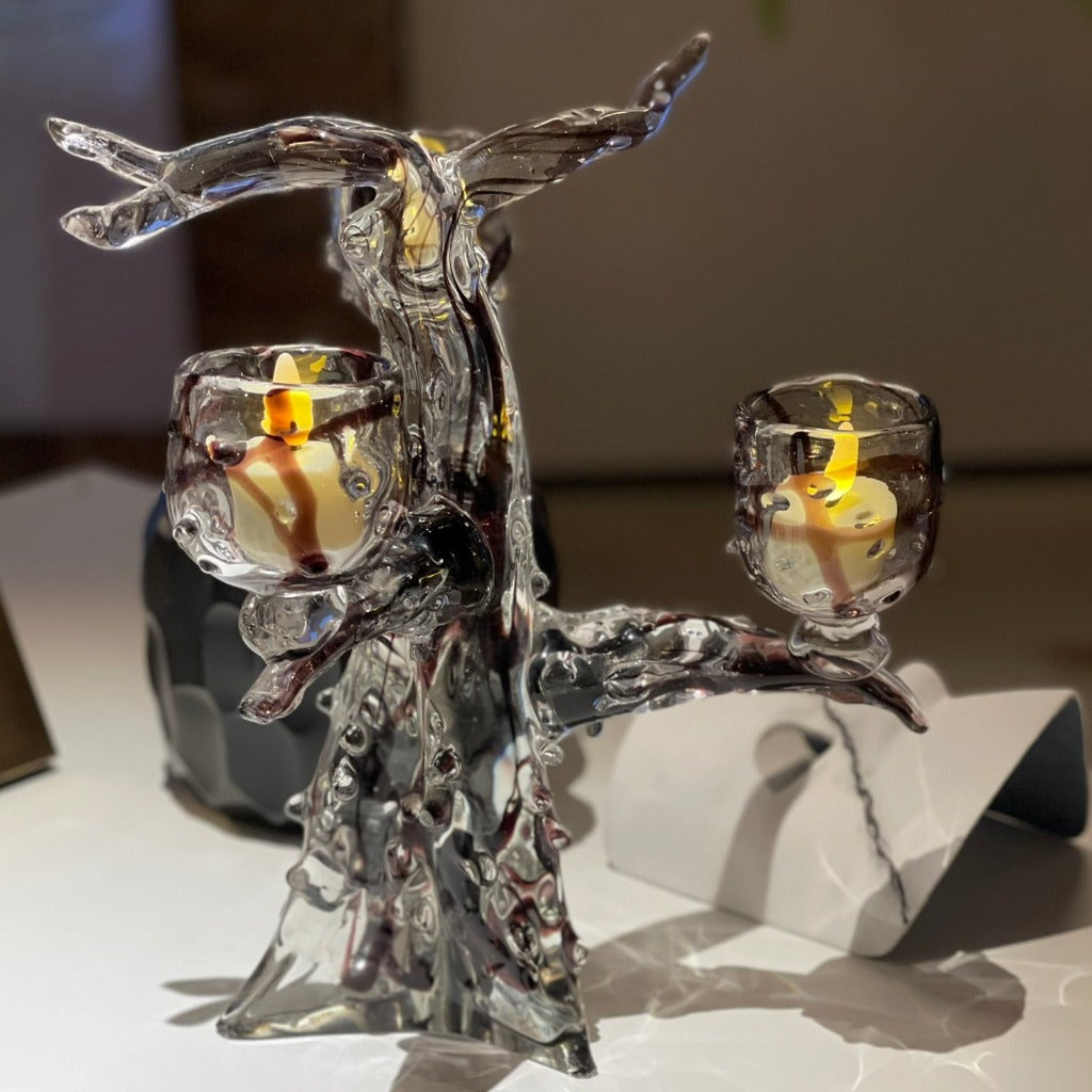 Transparent Black Murano Glass Candelabra by Aristide Najean